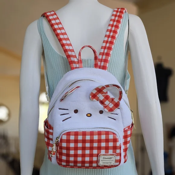 Loungefly Sanrio Hello Kitty Gingham Figural Mini Picnic Backpack - Picture 2 of 15